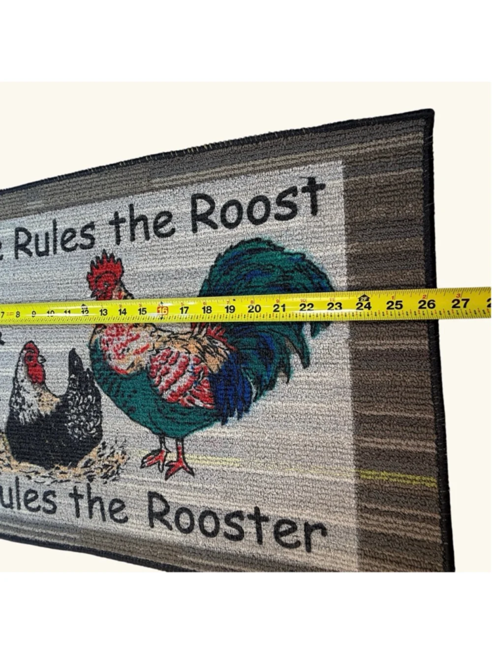 He Rules the Roost But She Rules the Rooster Farmhouse Accent Rug 27x18